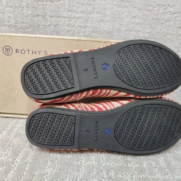 Rothys The Flat Little Kid's Size US Red Zebra Round Toe Slip on